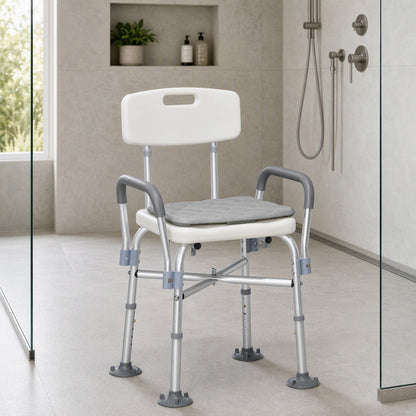 Homcom Silla Ducha Personas Mayores Con Respaldo Y Reposabrazos Gris_3