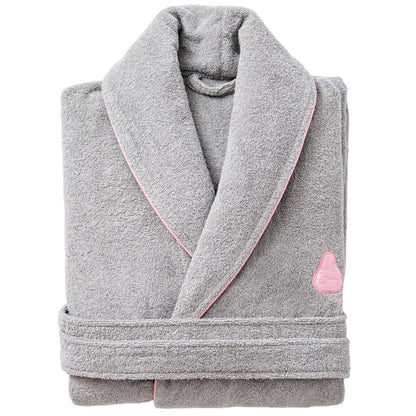 Albornoz L/xl 380gsm 100%algodon Gris Con Pera Rosa Benetton Fruits Be_0