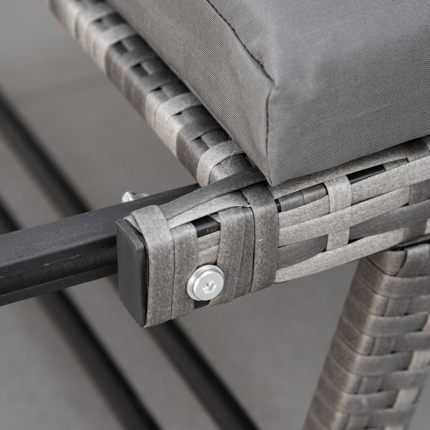Outsunny Sofá De Ratán 2 Plazas Convertible Cama Con Cojines Acolchados Gris_4