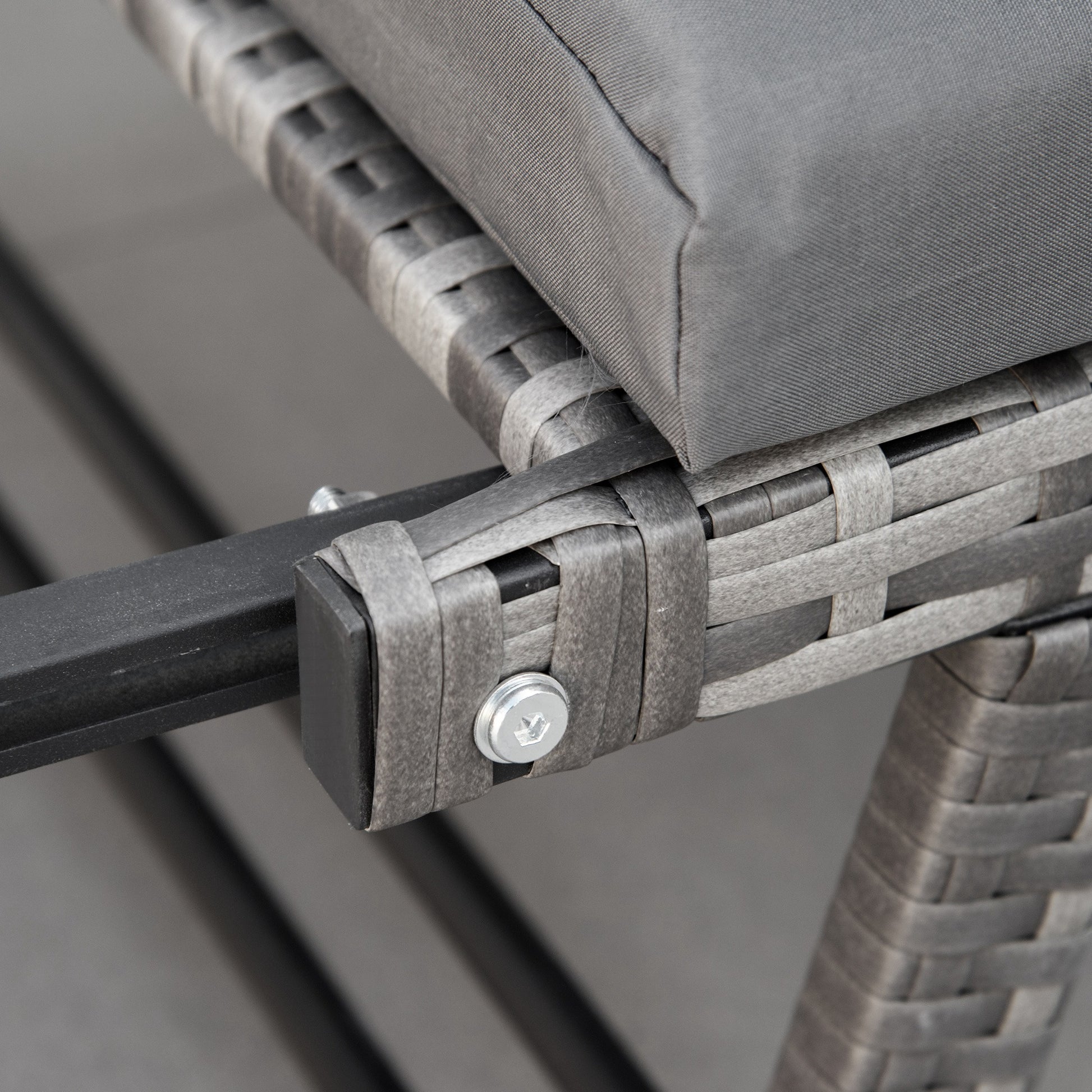 Outsunny Sofá De Ratán 2 Plazas Convertible Cama Con Cojines Acolchados Gris_4