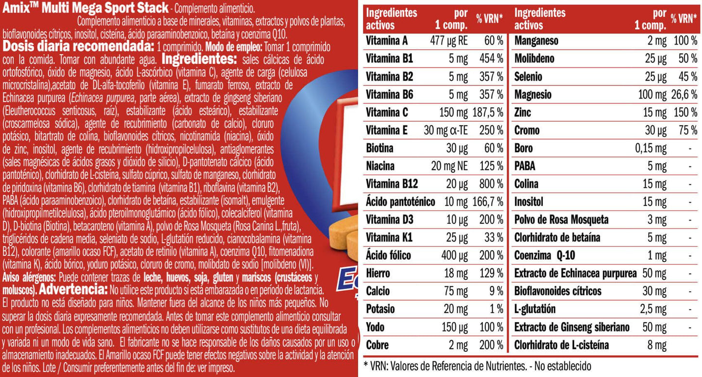 Multi Mega Sport Stack - 30 Tabletas - Complejos Multivitaminicos - Amix Nutrition_5