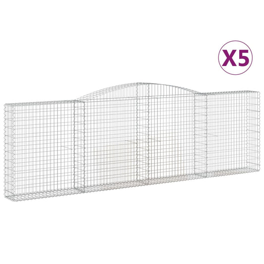 Cestas De Gaviones 5 Uds Forma De Arco Hierro 400x30x120/140 Cm_0