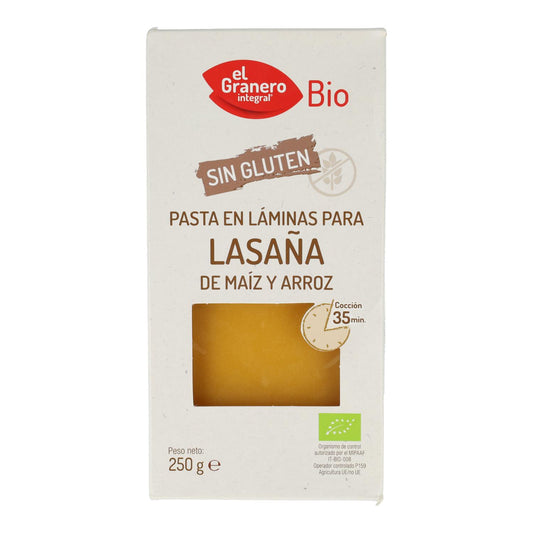Folhas de lasanha de milho biológica sem glúten El Granero, 250 g