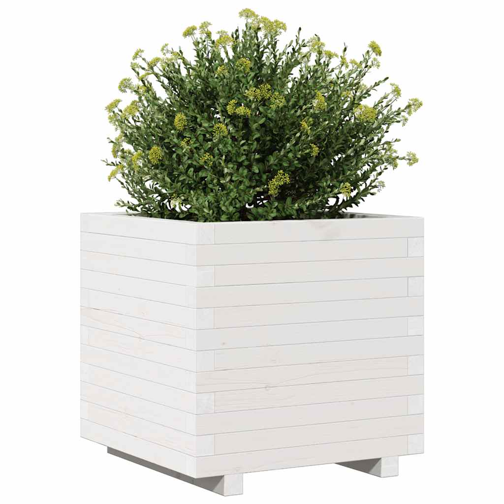 Jardinera Madera Maciza De Pino Blanco 50x50x49,5 Cm_3
