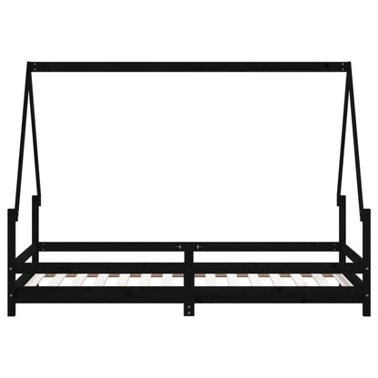 Estructura De Cama Para Niños Madera De Pino Negro 90x190 Cm / Vetonek_3