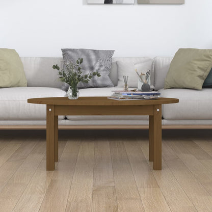 Mesa De Centro Madera Maciza De Pino Marrón Miel 80x40x35 Cm_1