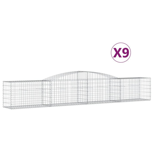Cestas De Gaviones 9 Uds Forma De Arco Hierro 400x50x60/80 Cm_0