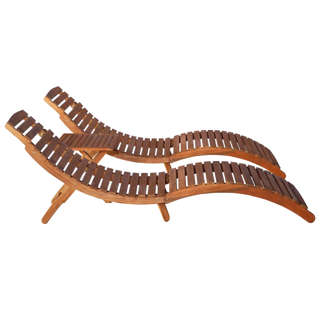 Set De Tumbonas Con Mesita 3 Piezas Madera Maciza De Acacia_2
