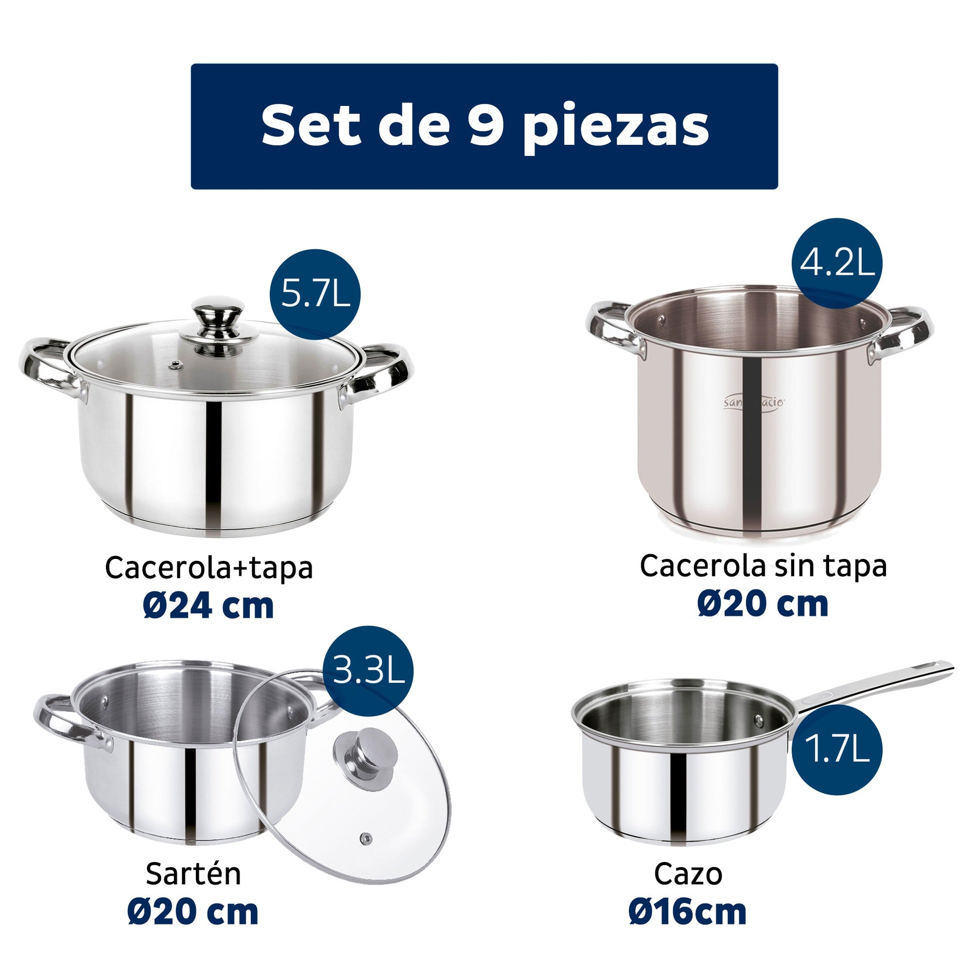 Set 9pc Bateria Cocina Acero Inox Ind Lexia_1