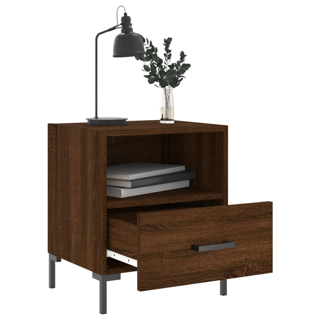 Mesita Noche 2 Uds Madera Ingeniería Marrón Roble 40x35x47,5 Cm_1