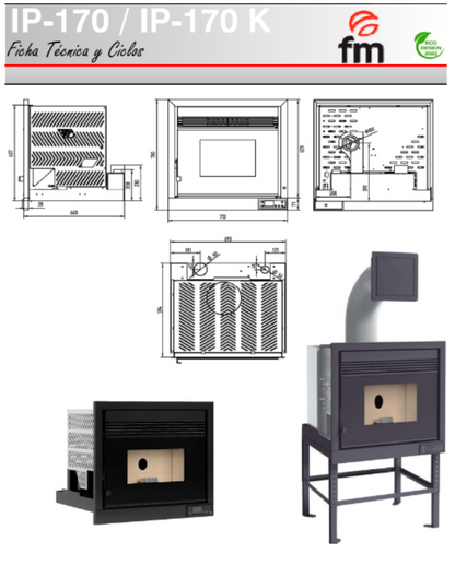 BRICOSOL Insertable de pellets aire FM Modelo IP-170 K Interior en Vermiculita, Cristal Serigrafiado_4