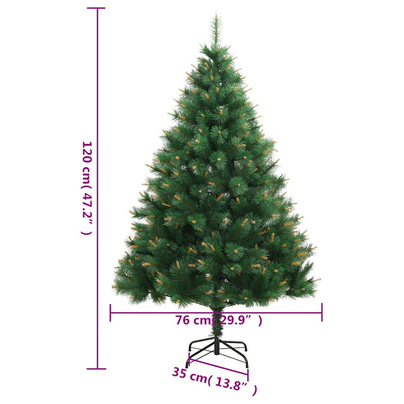 Vidaxl Árbol Navidad Artificial Con Bisagras 150 Led Y Bolas 120 Cm_2