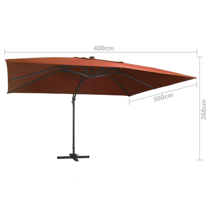 Vidaxl Sombrilla De Jardín Voladiza Con Luces Led Terracota 400x300 Cm_2