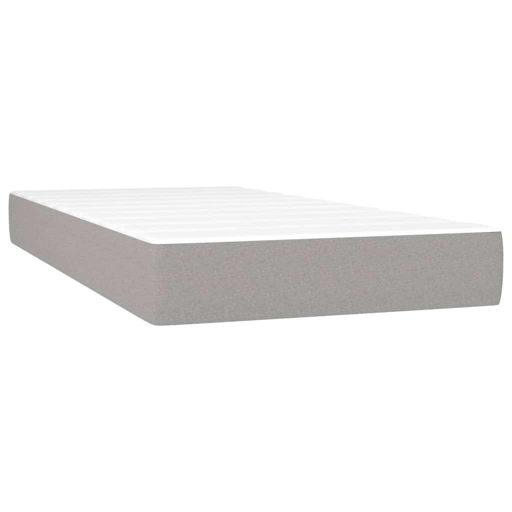 Cama Box Spring Colchón Y Luces Led Tela Gris Claro 90x190 Cm / Vetonek_5