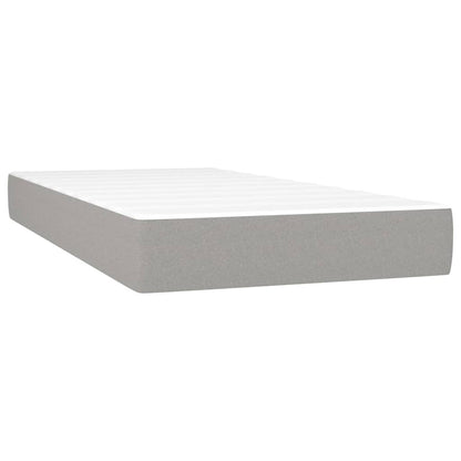 Cama Box Spring Colchón Y Luces Led Tela Gris Claro 90x190 Cm / Vetonek_5