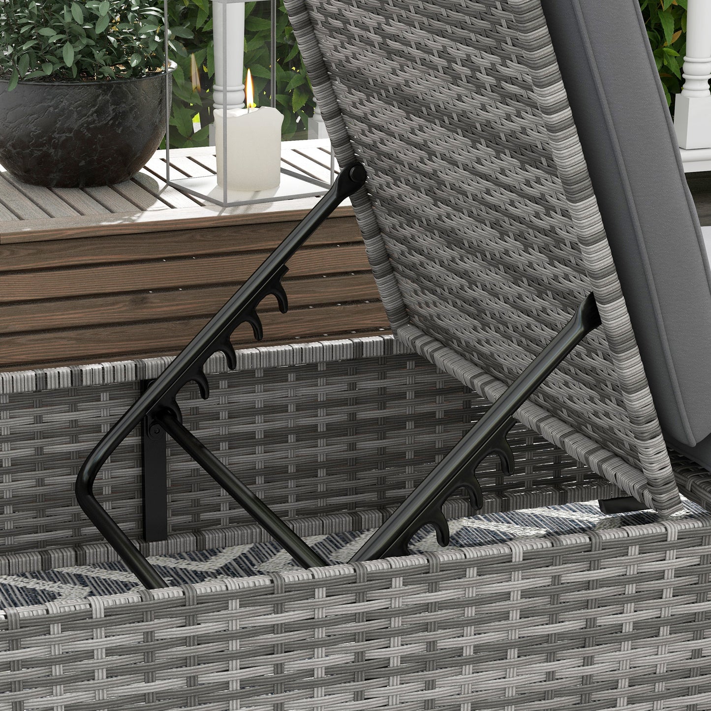 Outsunny Tumbona De Ratán Reclinable Con Respaldo Ajustable Gris_4