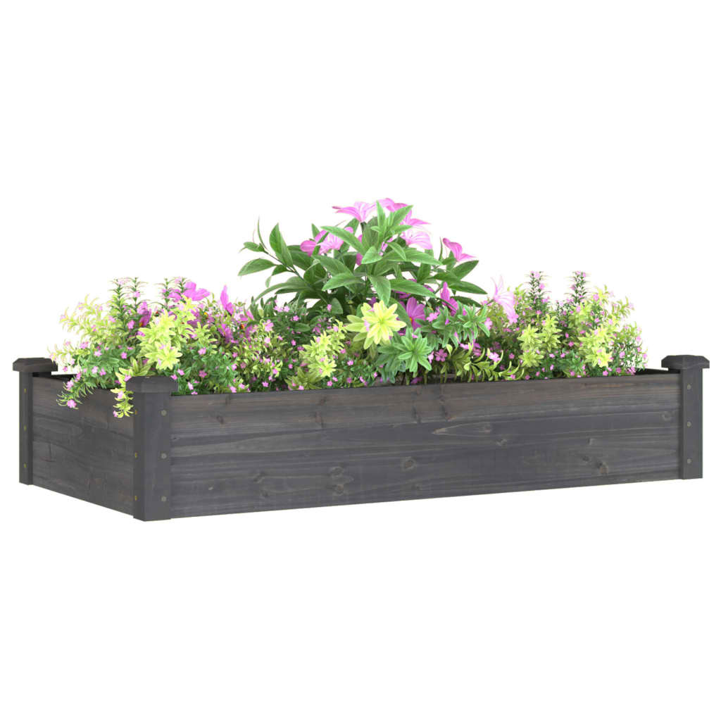 Jardinera Arriate Forro Madera Maciza Abeto Gris 120x60x25 Cm_2