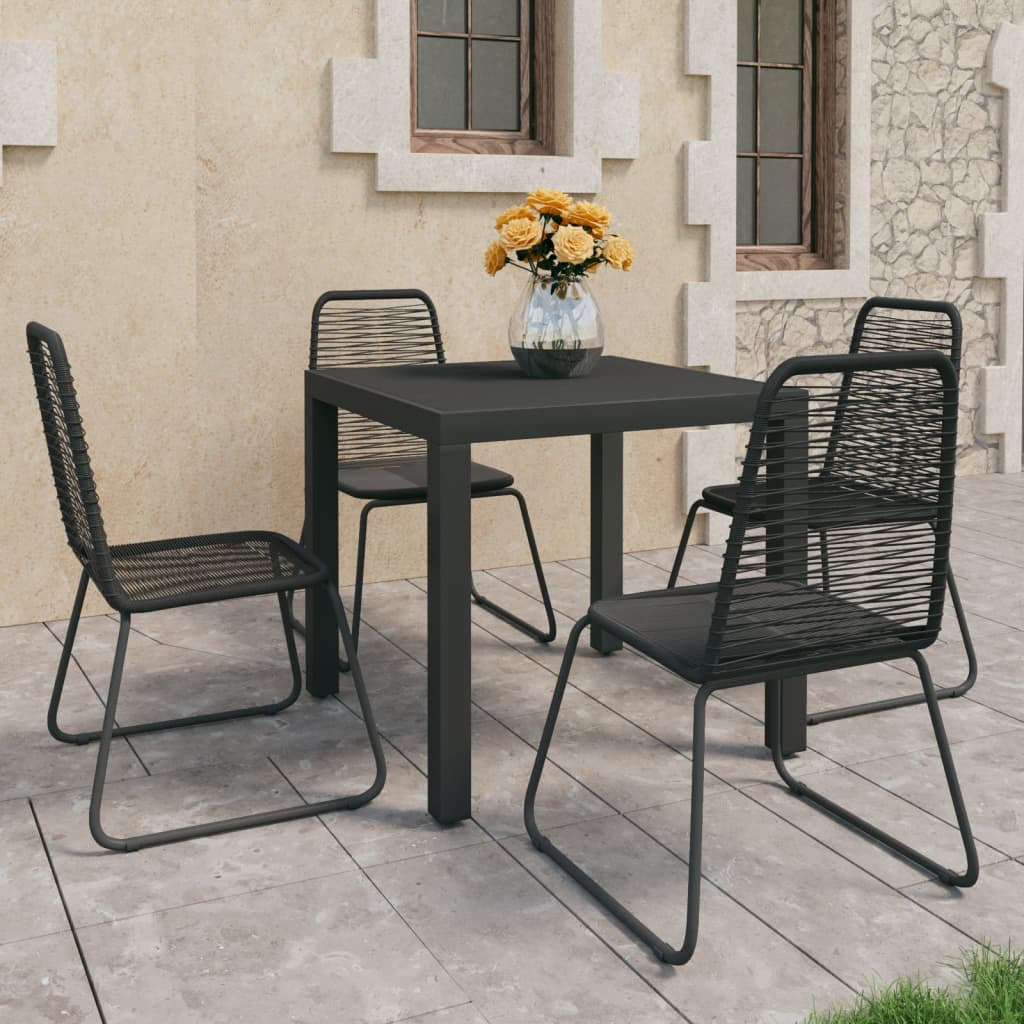 Vidaxl Set De Comedor De Jardín De 5 Piezas Pvc Ratán Negro_1