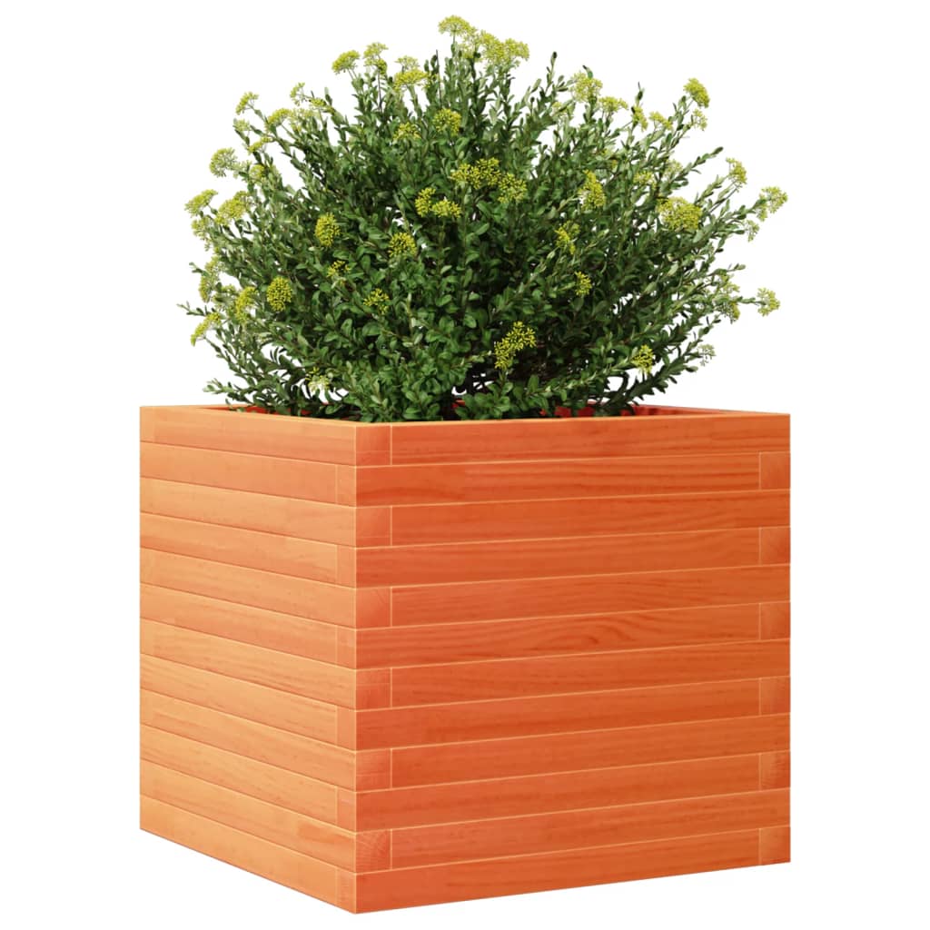 Jardinera Madera Maciza De Pino Marrón Cera 50x50x45,5 Cm_3