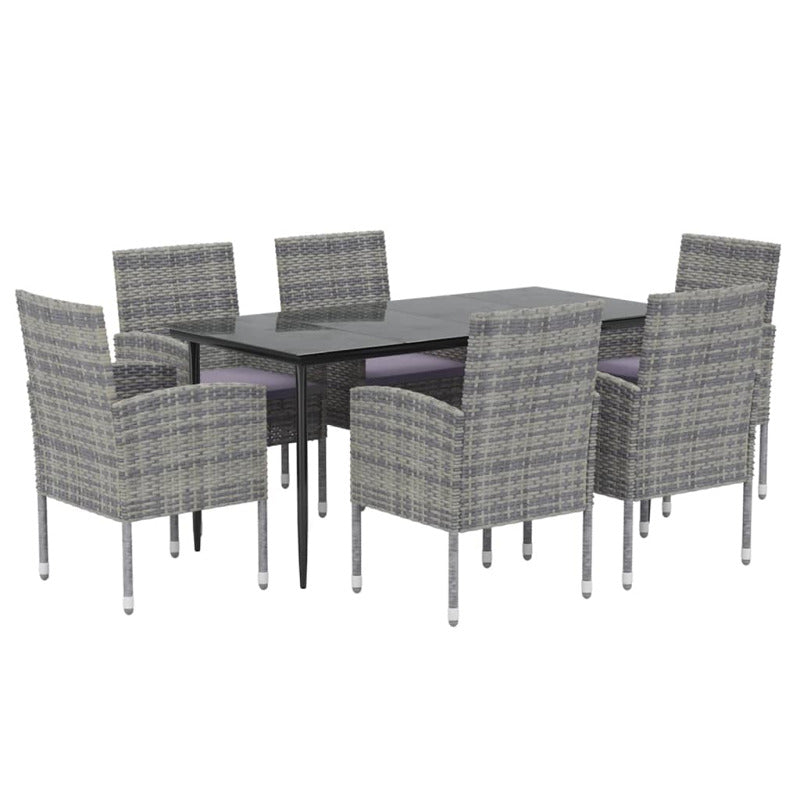 Vidaxl Set De Comedor Jardín 7 Pzas Cojines Ratán Sintético Antracita_0