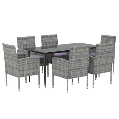 Vidaxl Set De Comedor Jardín 7 Pzas Cojines Ratán Sintético Antracita_0