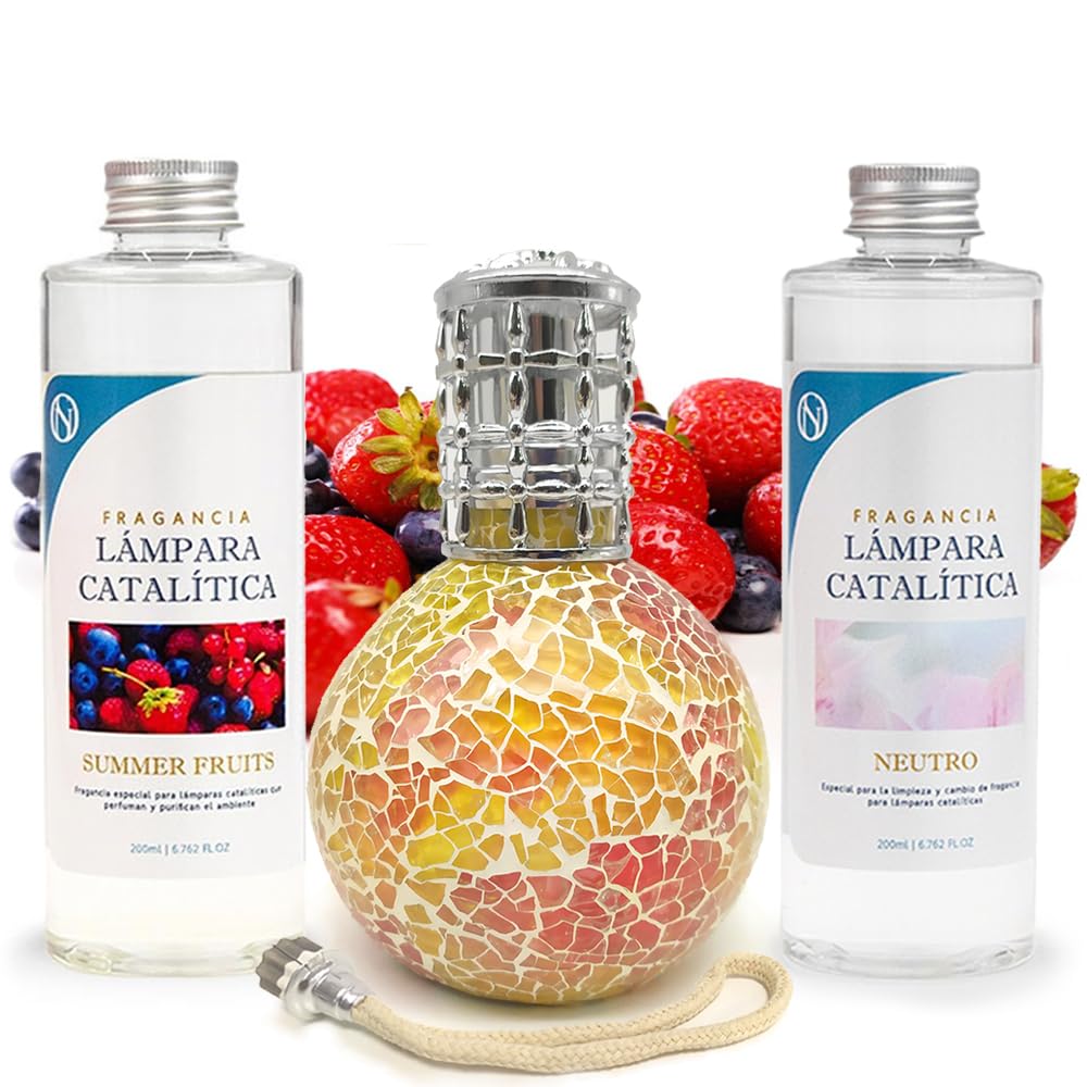Pack Lámpara Catalítica Mosaico Bicolor + Fragancia Summer Fruits 200ml + Limpiador Neutro 200ml + Mecha Repuesto_0