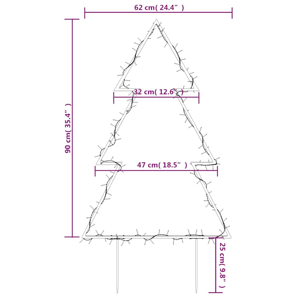 Vidaxl Árbol De Navidad Luces Decorativas Con Estacas 115 Led 90 Cm_2