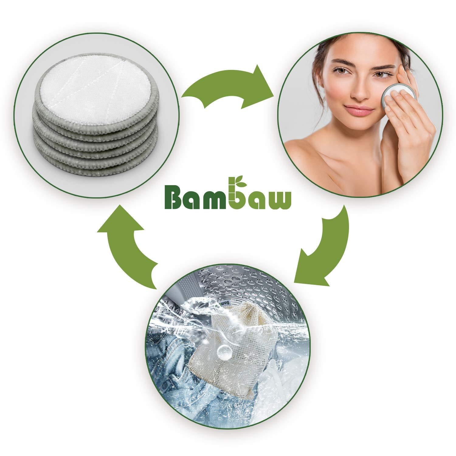 Discos desmaquilhantes reutilizáveis ​​Bambaw Embalagem de 16