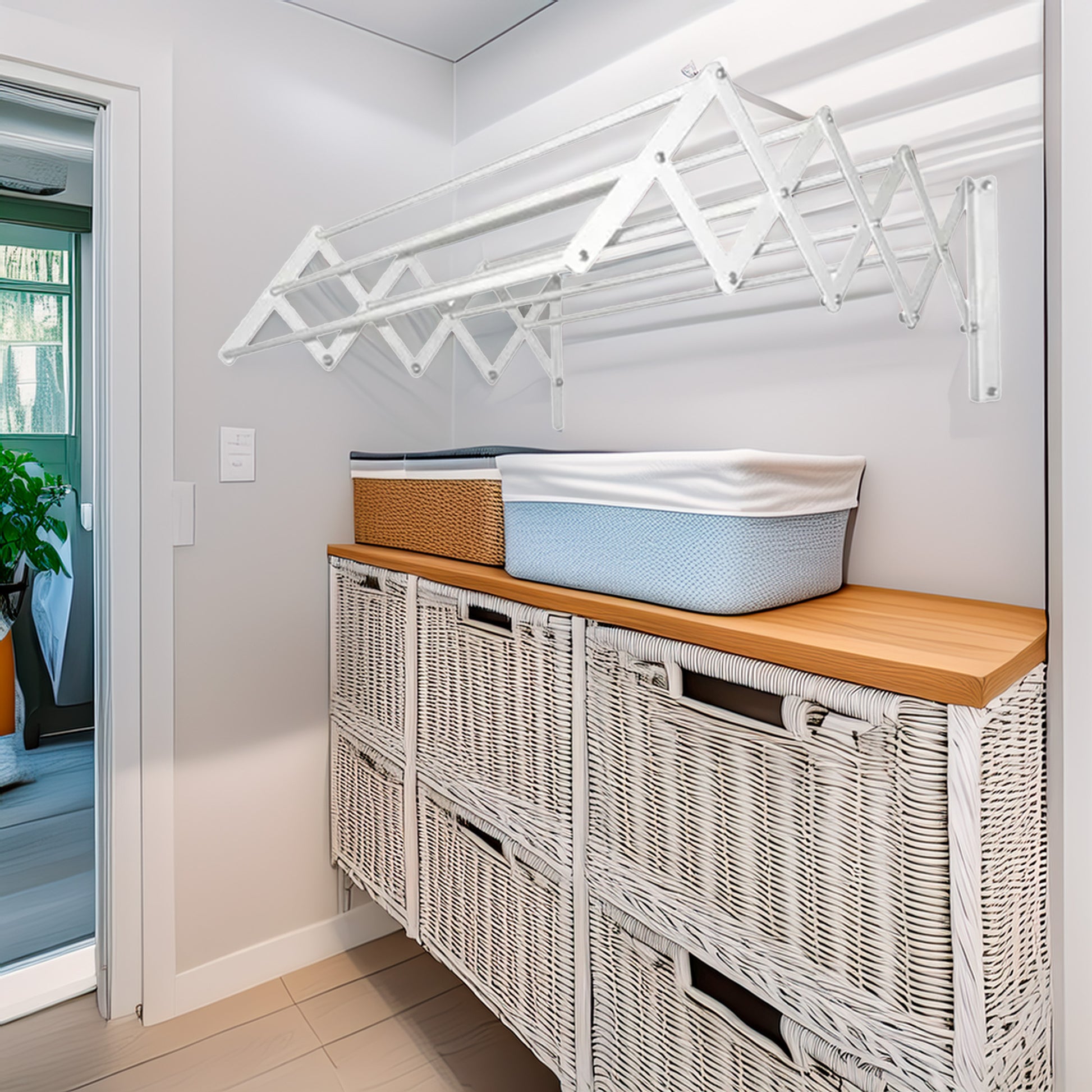 Tendedero Extensible De Pared En Metal 80cm X 3m_2