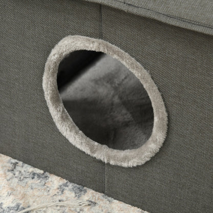 Pawhut Casa Para Gatos Con 2 Puertas Y Cojín Lavable 39x43,5x40,5 Cm Gris_3