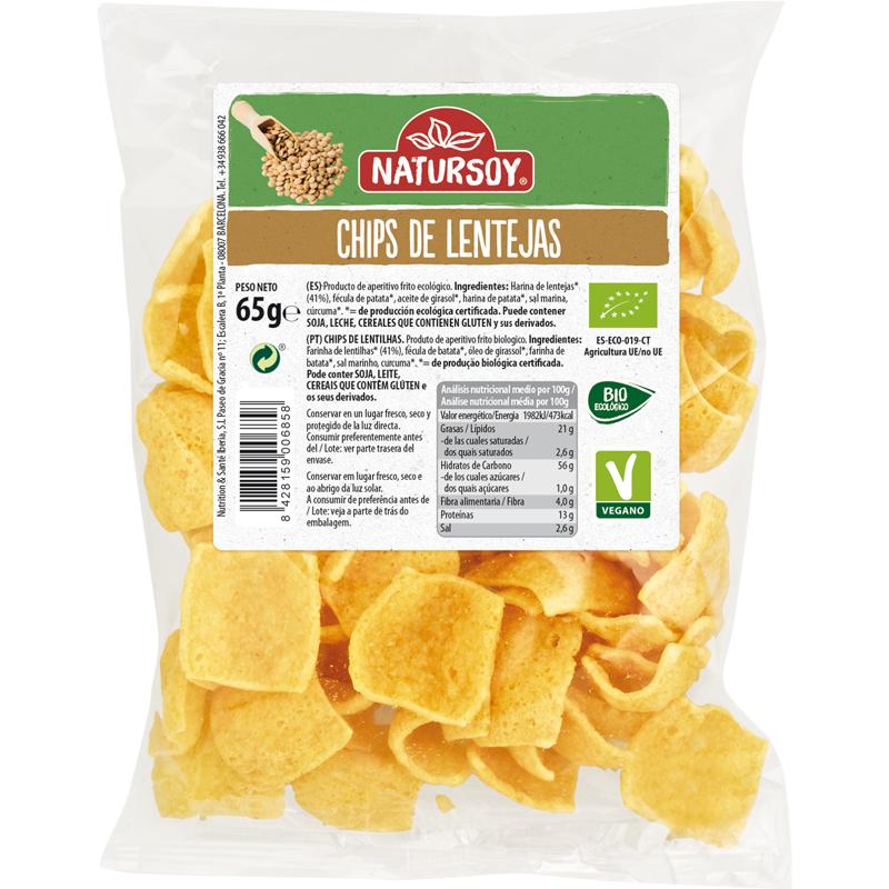 Chips de Lentilha Biológica, 65 g. Natursoy