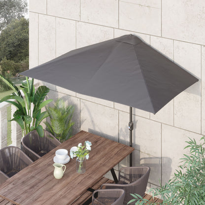 Outsunny Media Sombrilla 230x130x245 Cm Parasol De Pared Con Manivela Gris_1