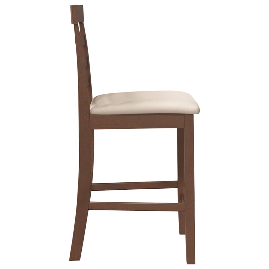 Taburetes De Bar Con Cojines 2 Uds Madera Maciza Marrón Caucho_4