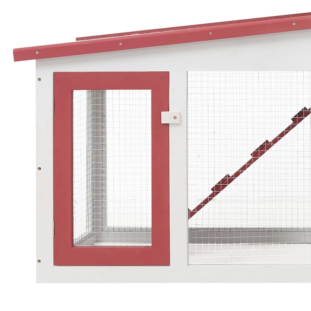 Jaula De Animales Grande Madera Rojo Y Blanco 201x45x85 Cm_4