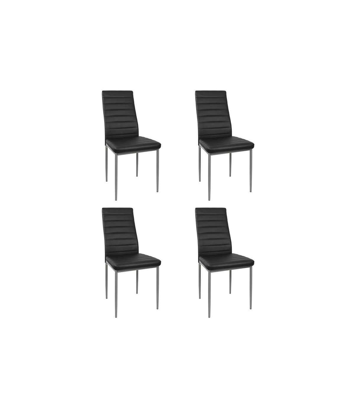 Pack De 4 Sillas Md-galera Tapizadas En Tejido Pu Negro, 93cm(alto) 43cm(ancho) 42.5cm(lar_0