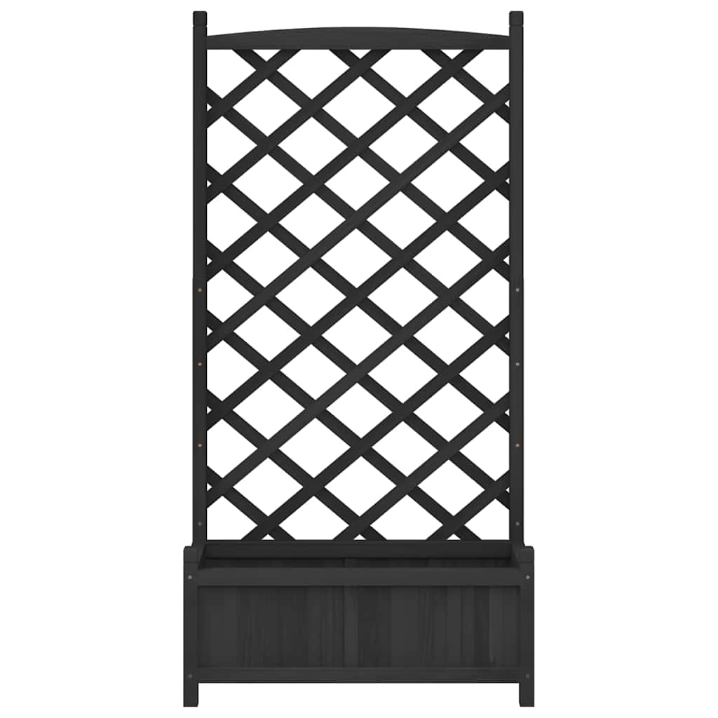 Jardinera Con Enrejado Negro 75x35x150 Cm Madera Maciza De Abeto_3