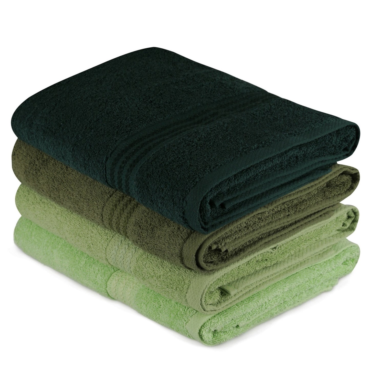 Juego De Toallas De Baño (4 Piezas) Verde Claro, Verde Oliva, Verde Y Verde Oscuro_0