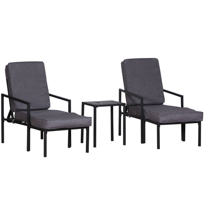 Outsunny Conjunto De Muebles De Terraza 2 Sillas 1 Mesa 2 Reposapiés Color Gris_0