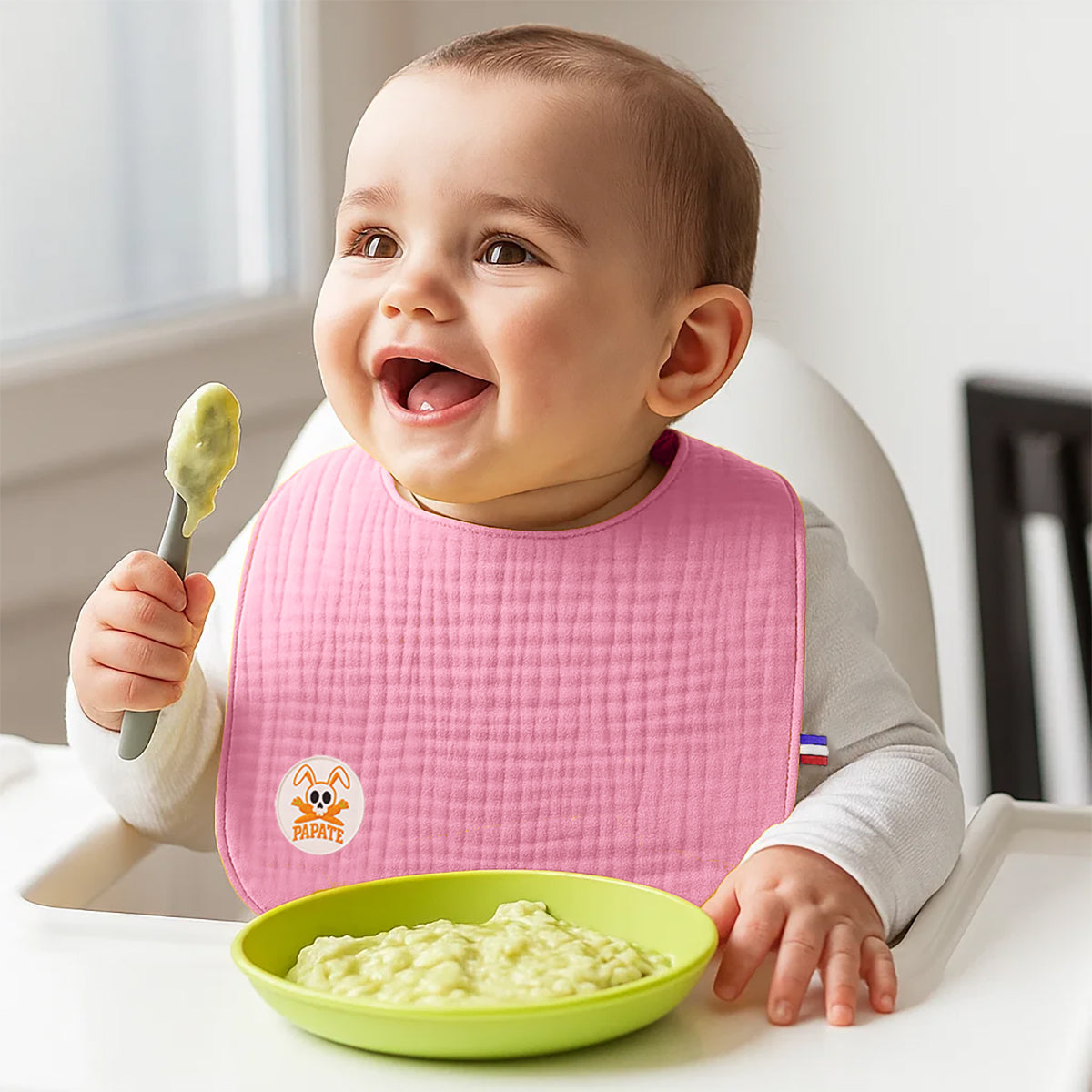 Babero De Algodón Orgánico Rosa_1