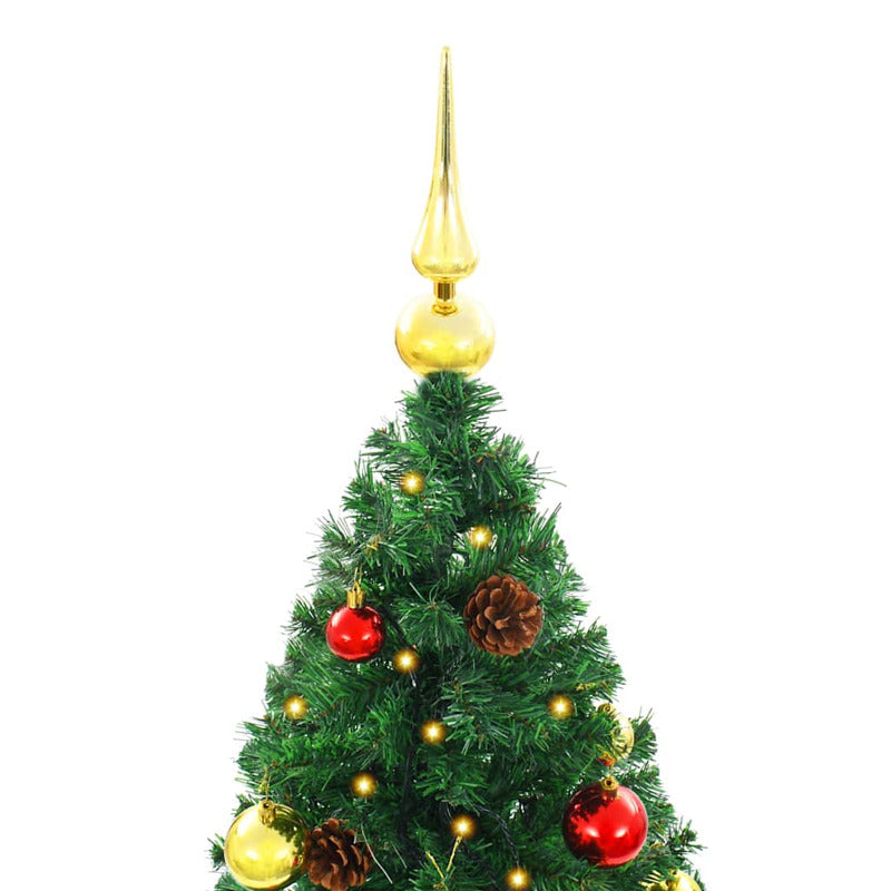 Vidaxl Árbol De Navidad Preiluminado Con Luces Y Bolas Verde 180 Cm_5