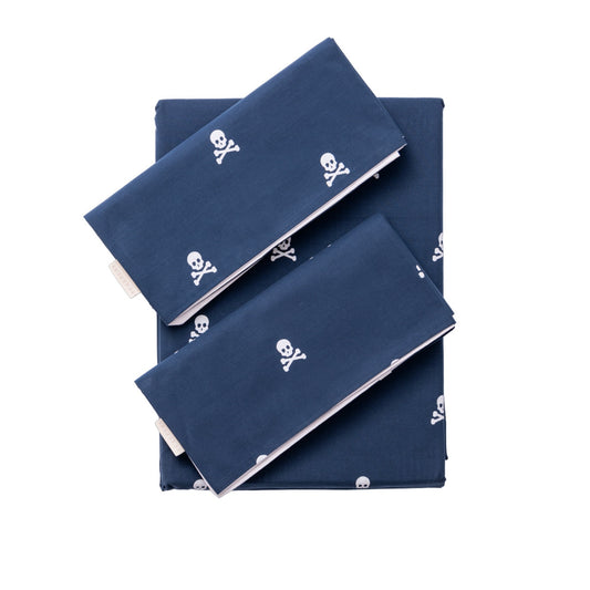 Set Cama (funda Nórdica 240x220 + 2 Fundas Almohada 50x85cm) 100% Algodón Navy Calaveras Scalpers Home_0