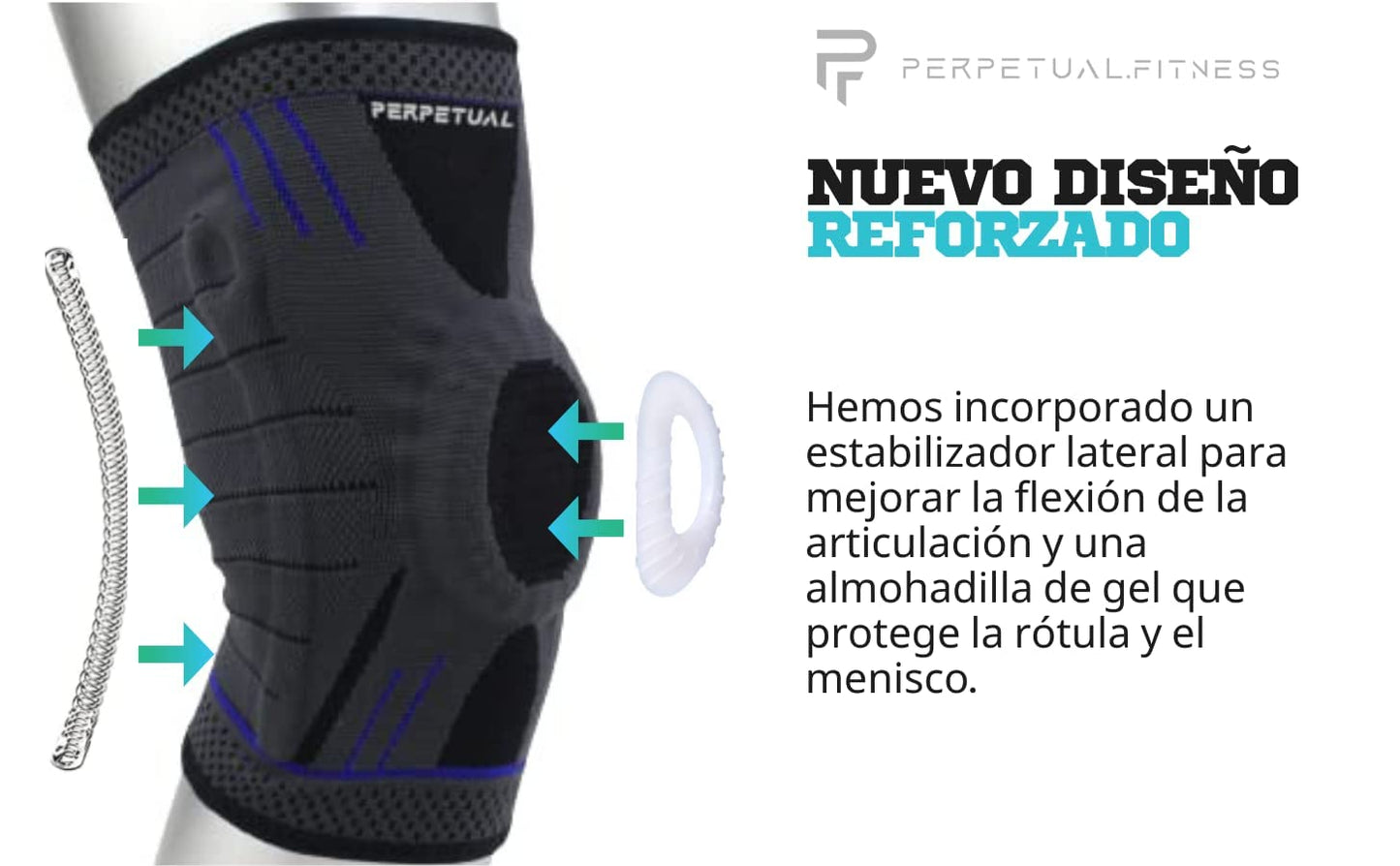 Rodillera Deportiva Perpetual Compresiva Protectora Ajustable Entrenamiento Gym_3
