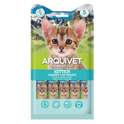 Snacks cremosos para gatos, snack cremoso para gatinhos, frango Arquivet 5x14 g