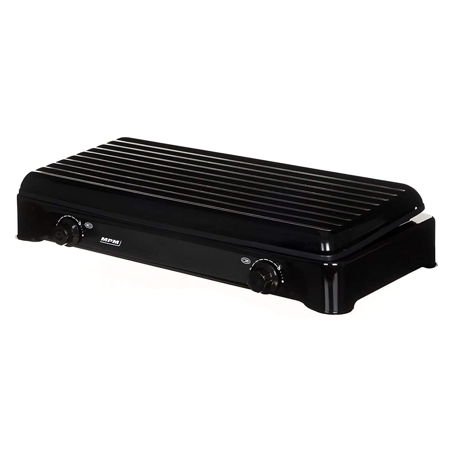 Cocina Gas Portátil Camping, 2 Quemadores, Rejilla Esmaltada, Tapa Protectora, Normativa G30-37 Mbar Mpm Kn-02/1kb Negro_1