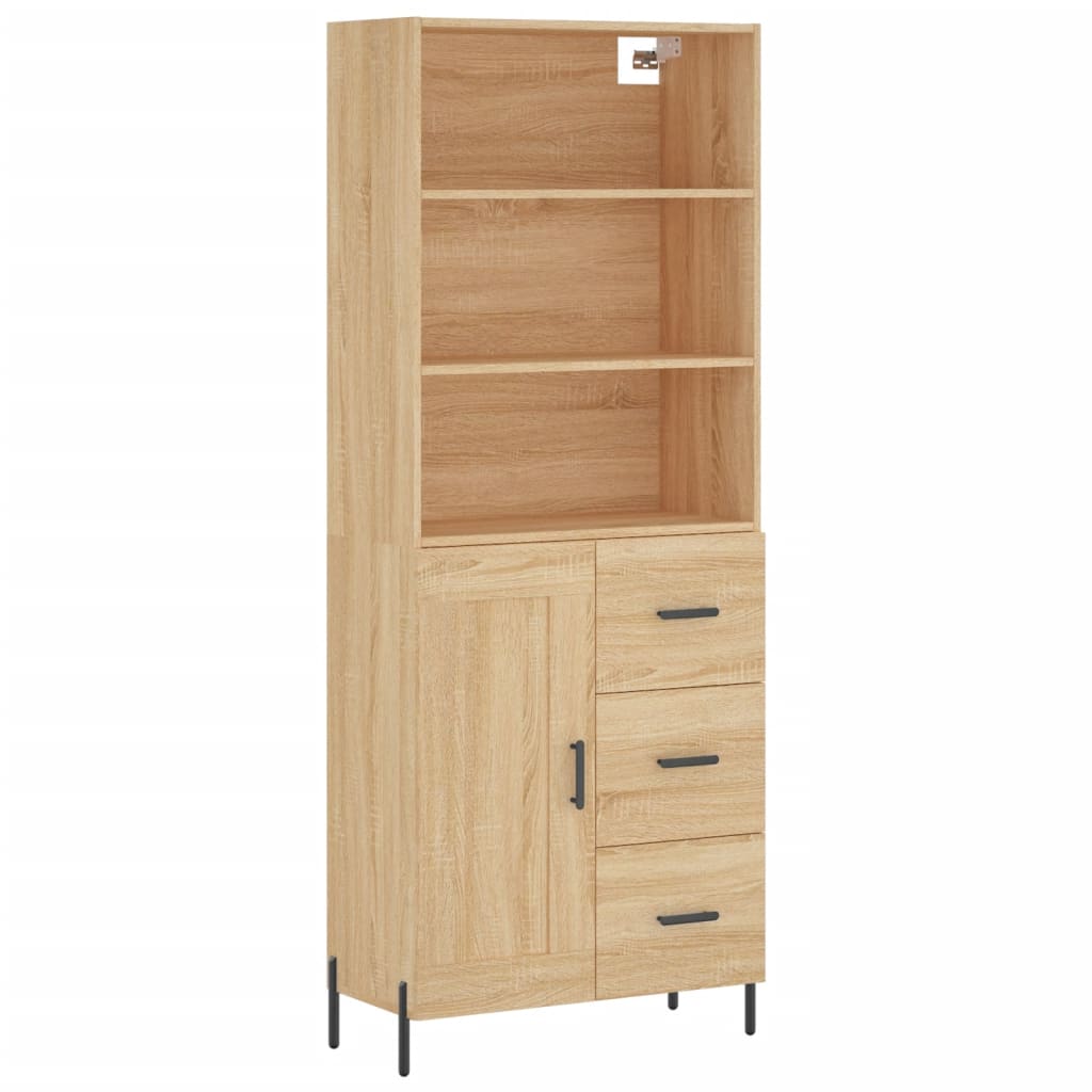 Aparador Alto Madera Contrachapada Color Roble 69,5x34x180 Cm_1