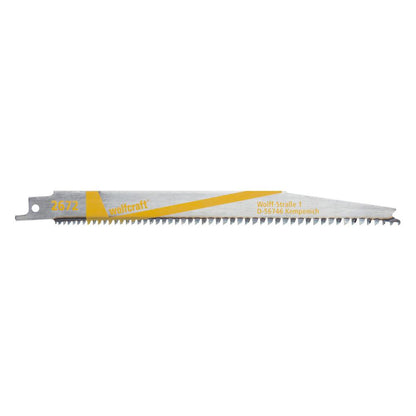 Embalagem de 2 lâminas de serra sabre em aço-liga, corte fino e limpo, comprimento do dente 180 mm Wolfcraft