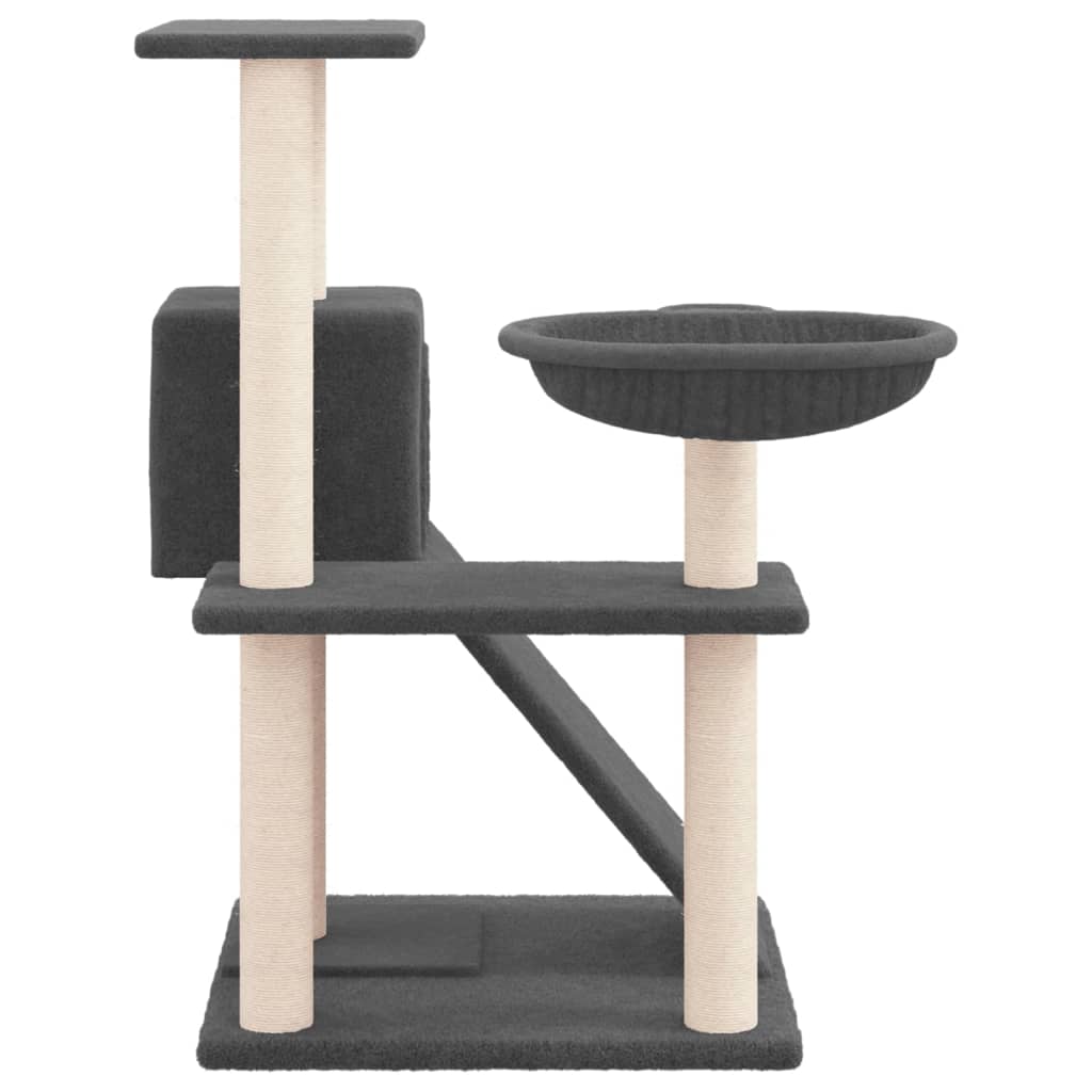 Rascador Para Gatos Con Postes De Sisal Gris Oscuro 82 Cm_3