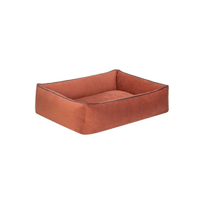 Cama Rectangular De Pana Para Perro Modelo Wuapu Alins 105x85cm Color Canela Con Detalle Gris_1