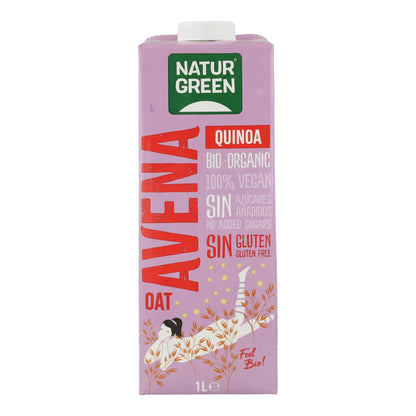 Embalagem de 6 bebidas orgânicas de aveia e quinoa sem glúten NaturGreen, 1 litro