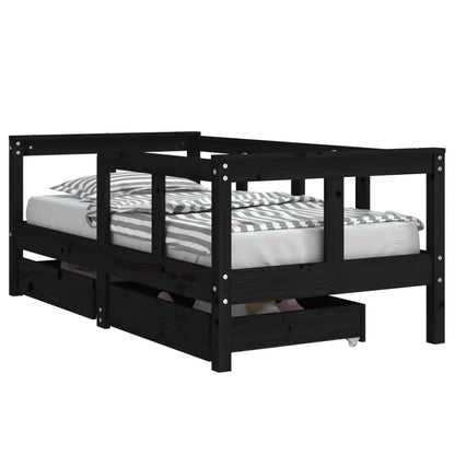 Vidaxl Estructura De Cama Niños Con Cajones Madera Pino Negro 70x140cm_0